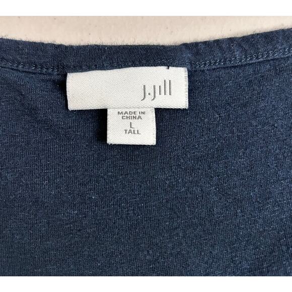 J. Jill V-Neck Tank Front Buttons‎ Linen Blend Navy Blue Womens Large Tall - Picture 3 of 12